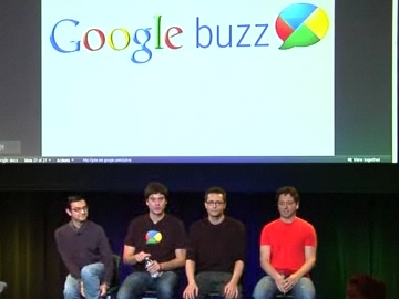 Sergey Brin (en rouge) et l'équipe de développement Buzz.