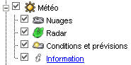 "Menu Météo" sur Google Earth.