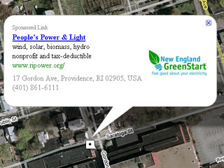 Bulle publicitaire intégrée aux cartes Google Maps.