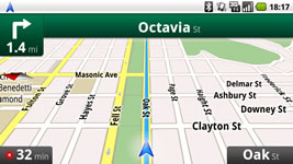 Navigation GPS, vue classique en 3D.