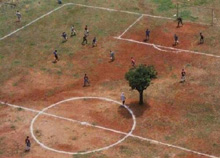 Terrain de football avec un arbre au milieu !